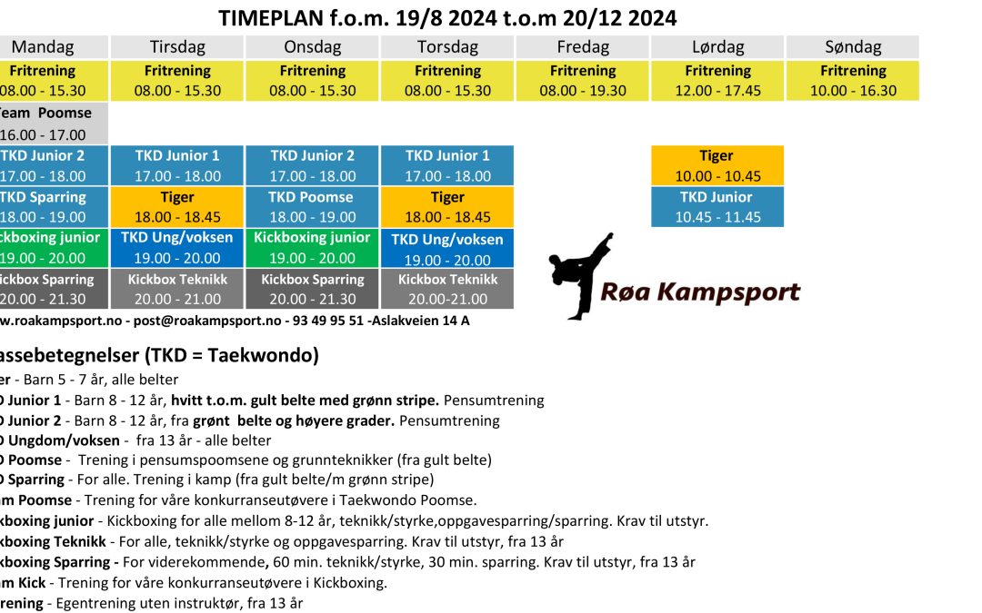 Høstens timeplan